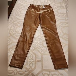 Gap Womens Pants  Faux Leather Pull On Ankle High Waist, Size Medium, Brown
